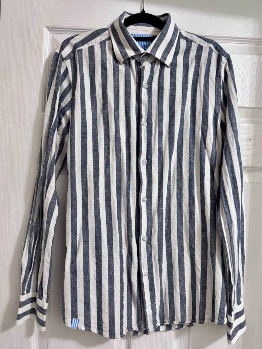 Les Canebiers Navy Striped Linen Shirt